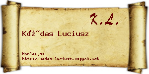 Kádas Luciusz névjegykártya